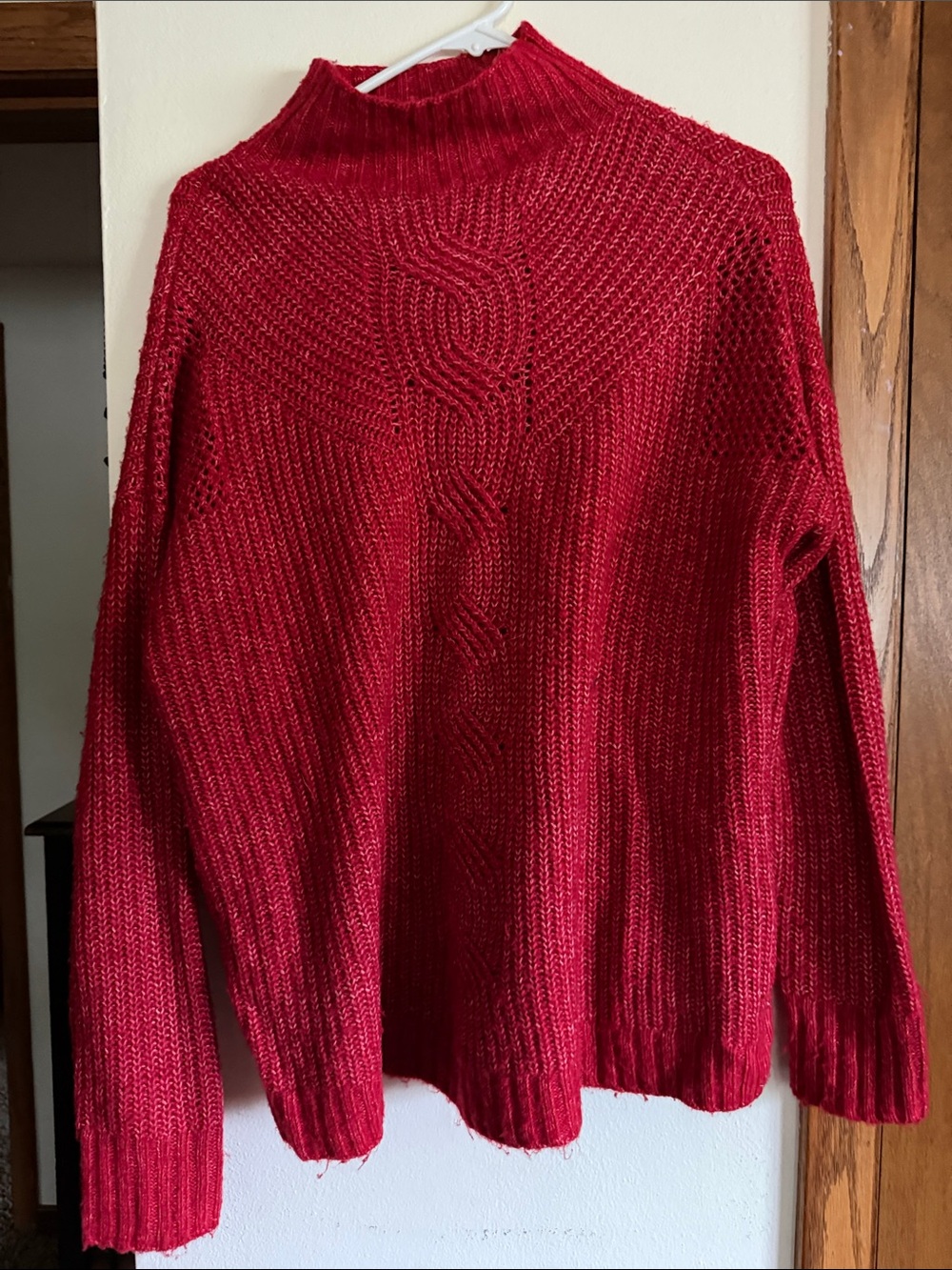 Maurices Red Cable-Front Turtleneck Sweater